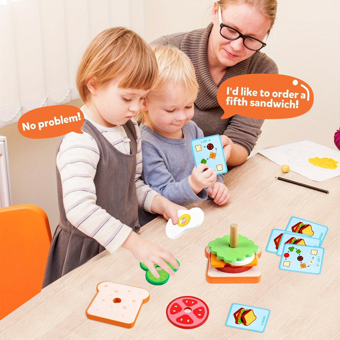 Wooden sorting and stacking toys