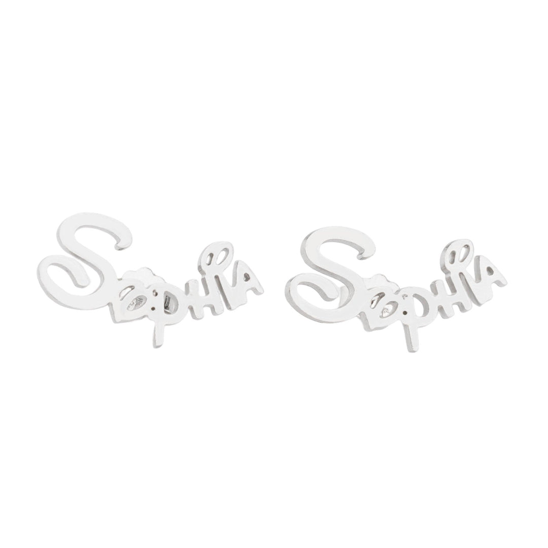 Sterling Silver Custom Princess Kids Name Earrings