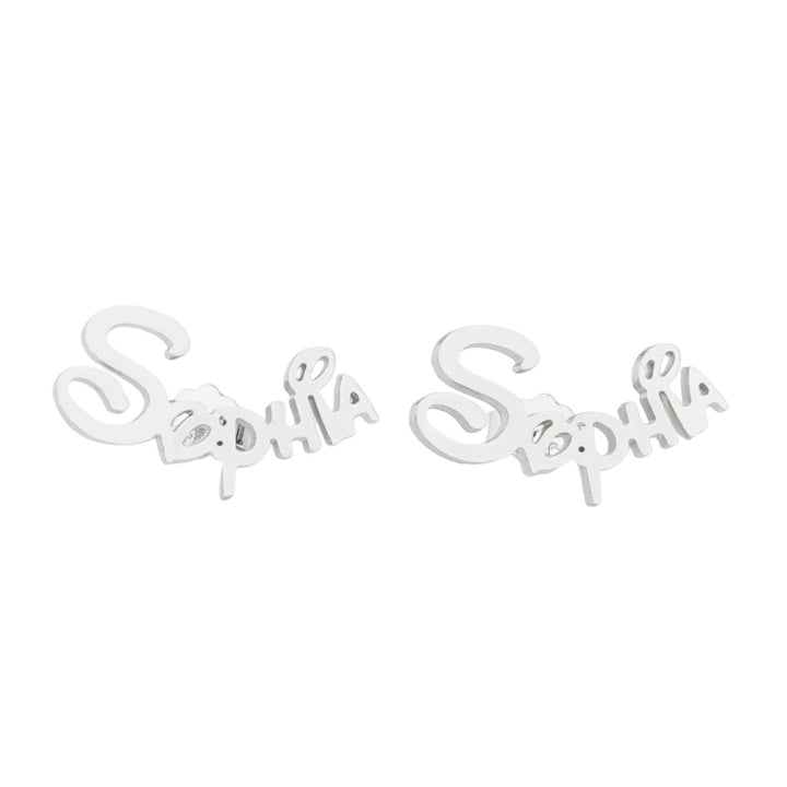 Sterling Silver Custom Princess Kids Name Earrings