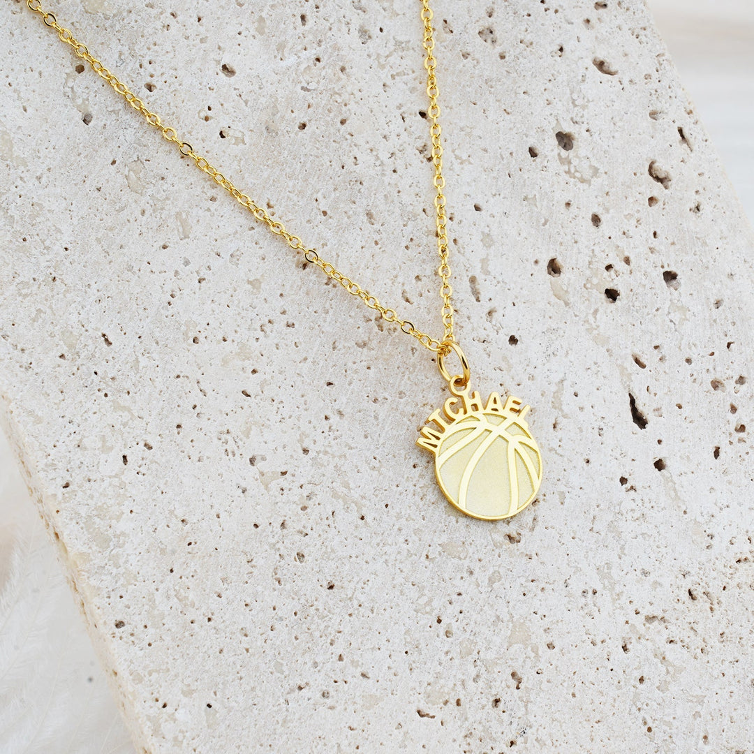 Basketball Personalized Kids Name Necklace