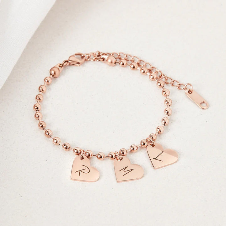 Personalized Letter Heart Charm Bracelet for Kids