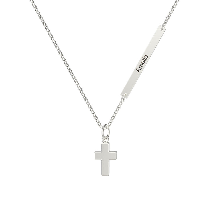 Tiny Cross Personalized Kids Name Necklace