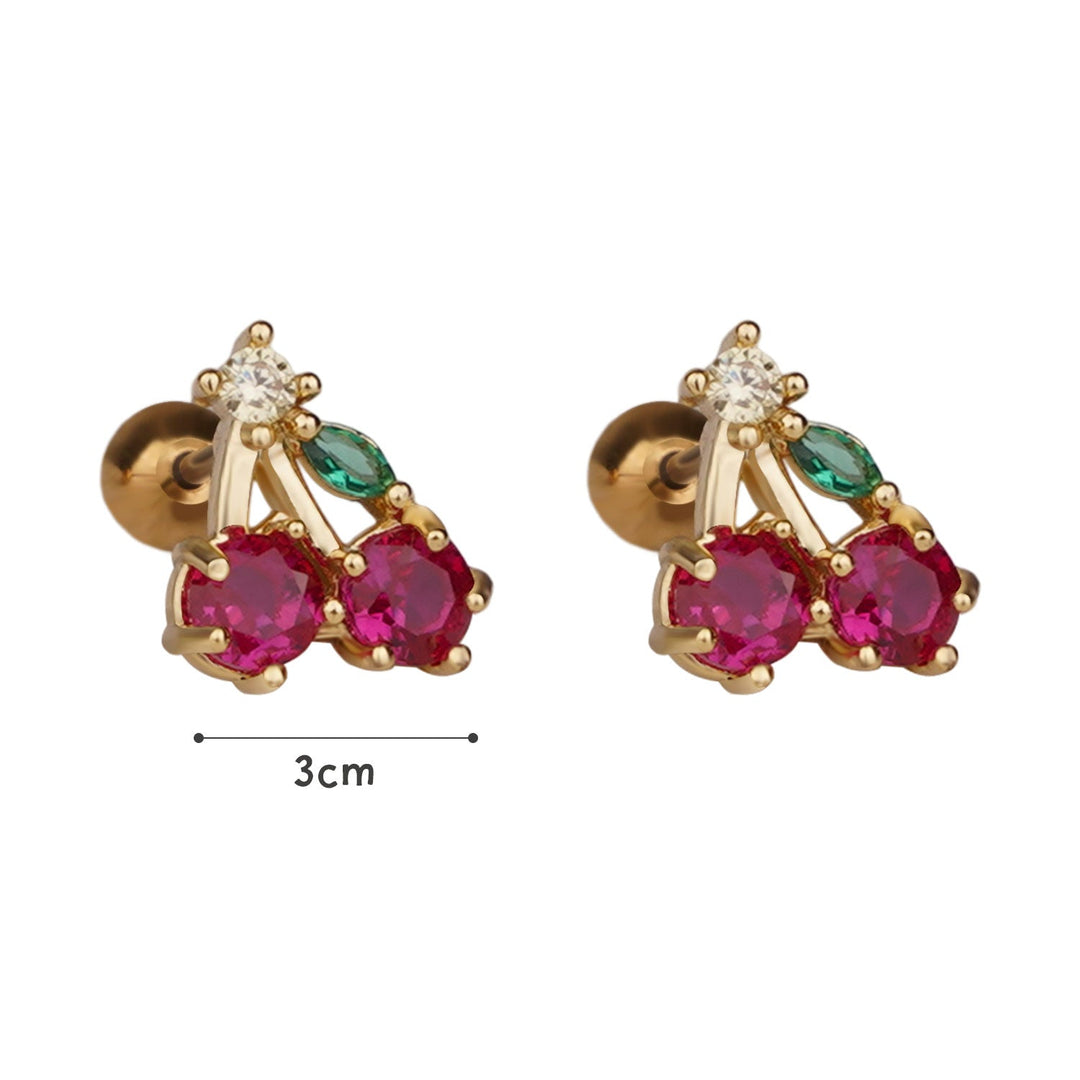 Sterling Silver Kids Crystal Cherry Earrings