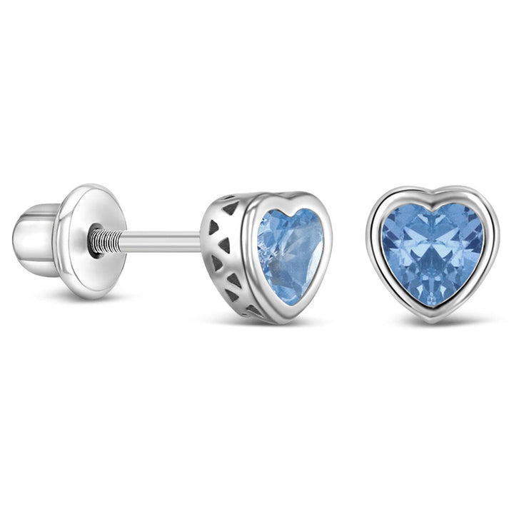 925 Kids Multi-Color Sparkling Heart Stud