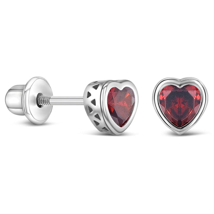 925 Kids Multi-Color Sparkling Heart Stud