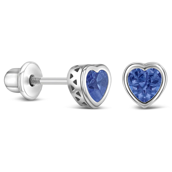 925 Kids Multi-Color Sparkling Heart Stud