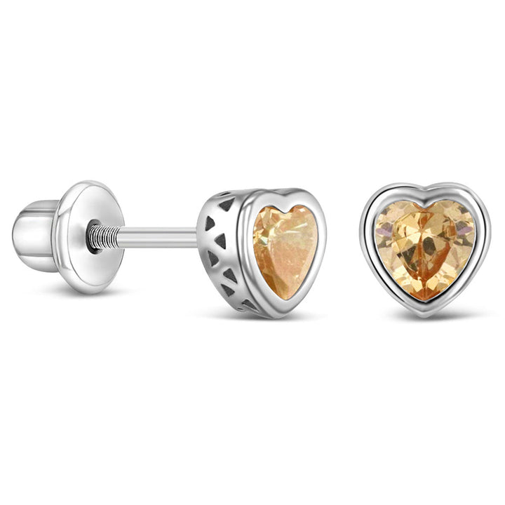 925 Kids Multi-Color Sparkling Heart Stud