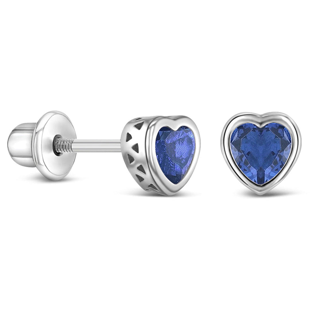 925 Kids Multi-Color Sparkling Heart Stud