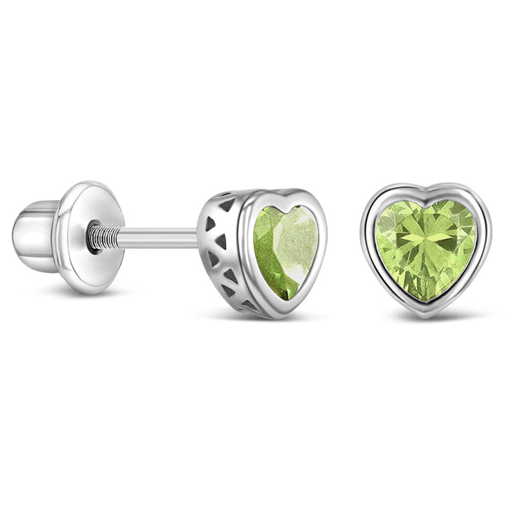 925 Kids Multi-Color Sparkling Heart Stud