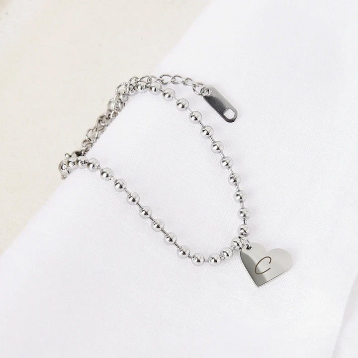 Personalized Letter Heart Charm Bracelet for Kids