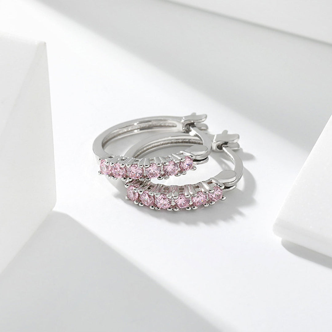 925 Sterling Silver Kids Rhinestone Hoop Earrings