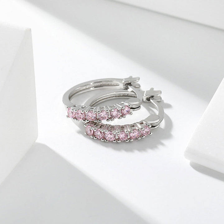 925 Sterling Silver Kids Rhinestone Hoop Earrings