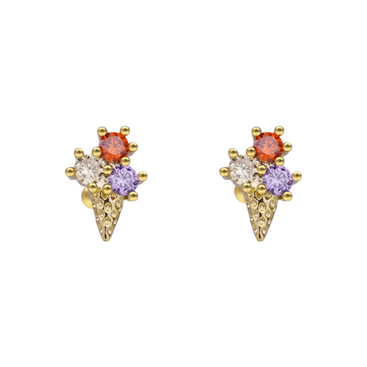 Sterling Silver Kids Crystal Ice Cream Earrings