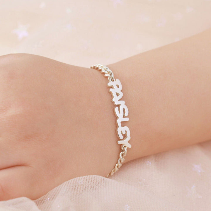 Sliver Personalized Baby Name Cuban Link Bracelet