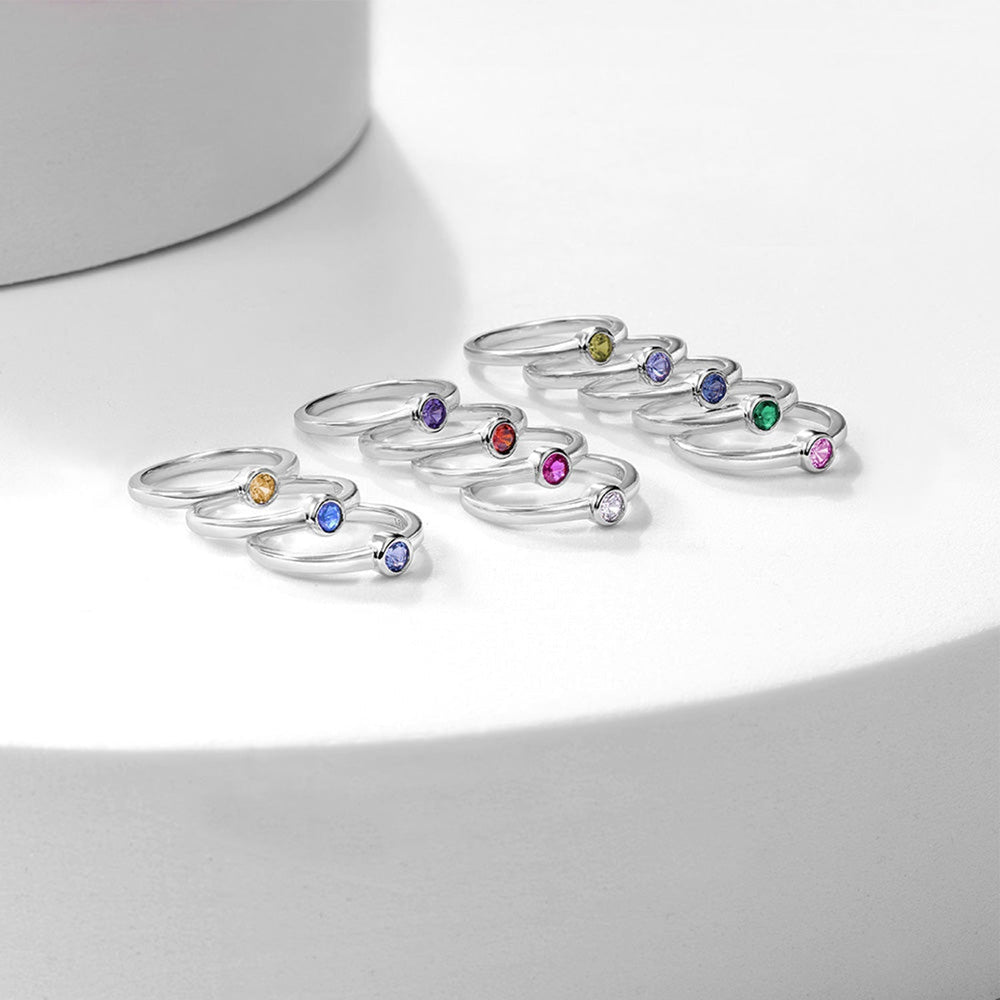 925 Sterling Silver Kids Birthstone Rings