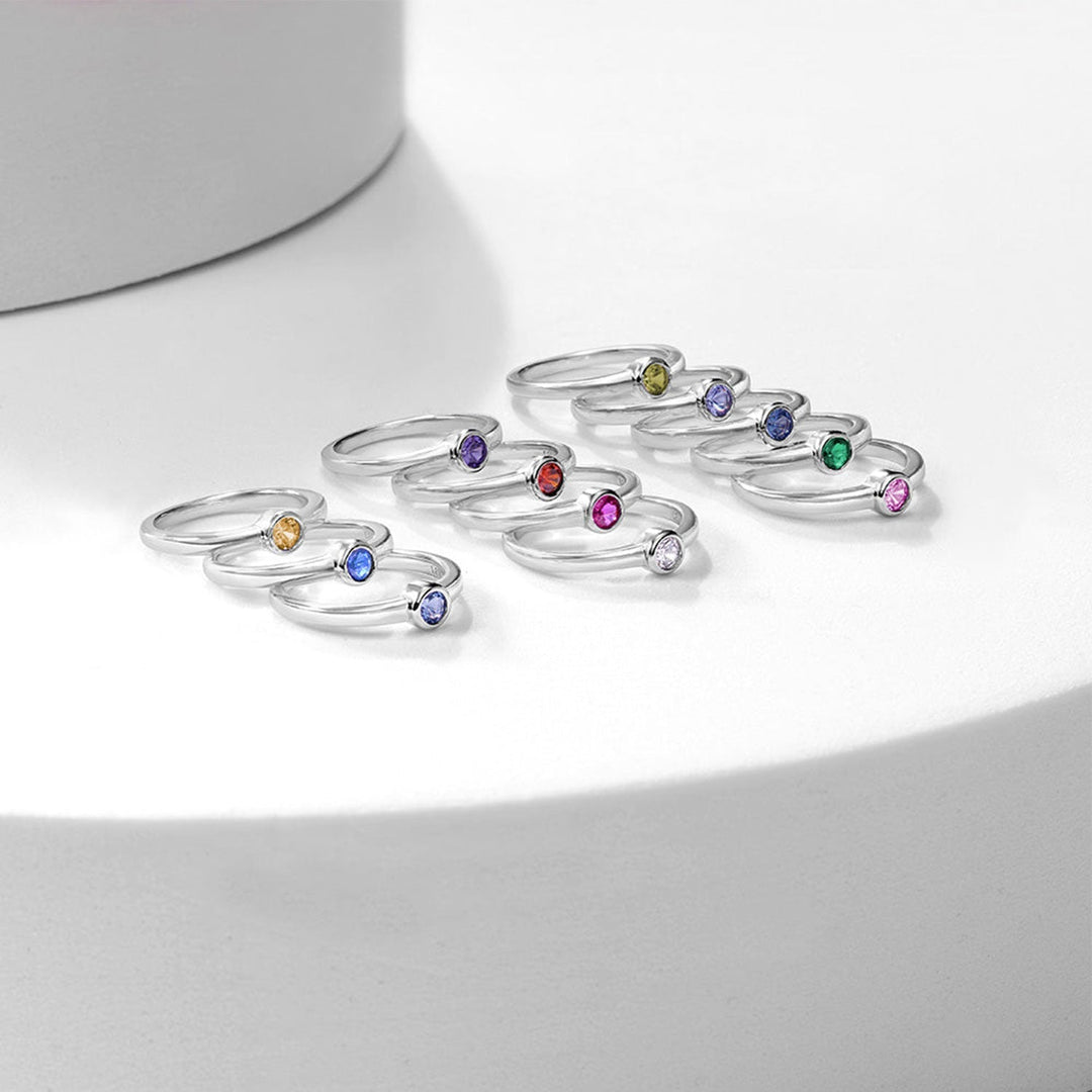 925 Sterling Silver Kids Birthstone Rings