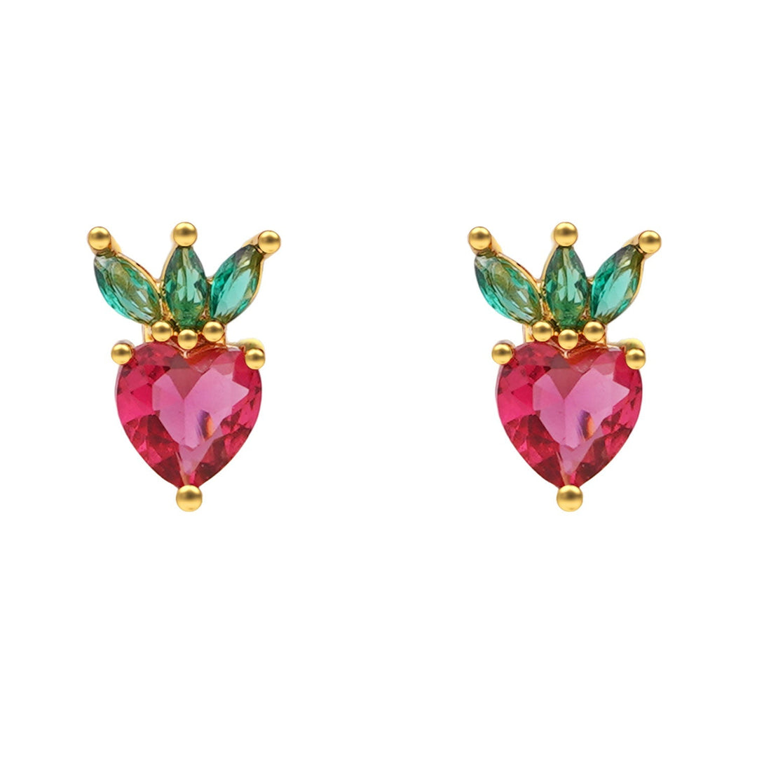 Sterling Silver Kids Crystal Strawberry Earrings