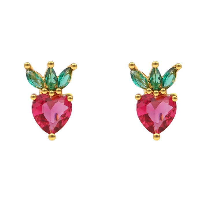 Sterling Silver Kids Crystal Strawberry Earrings