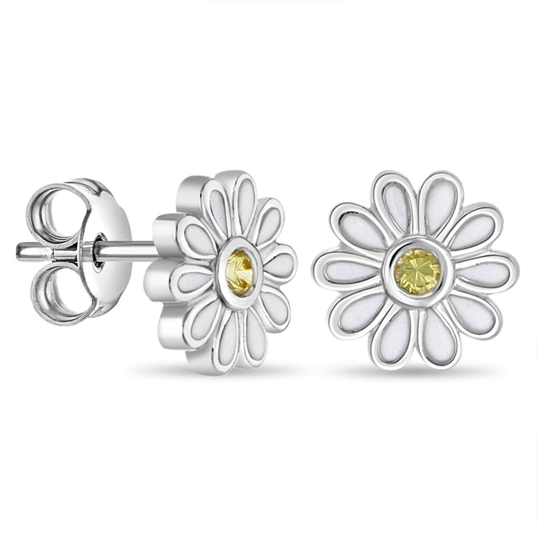 925 Sterling Silver Kids Daisy Earrings