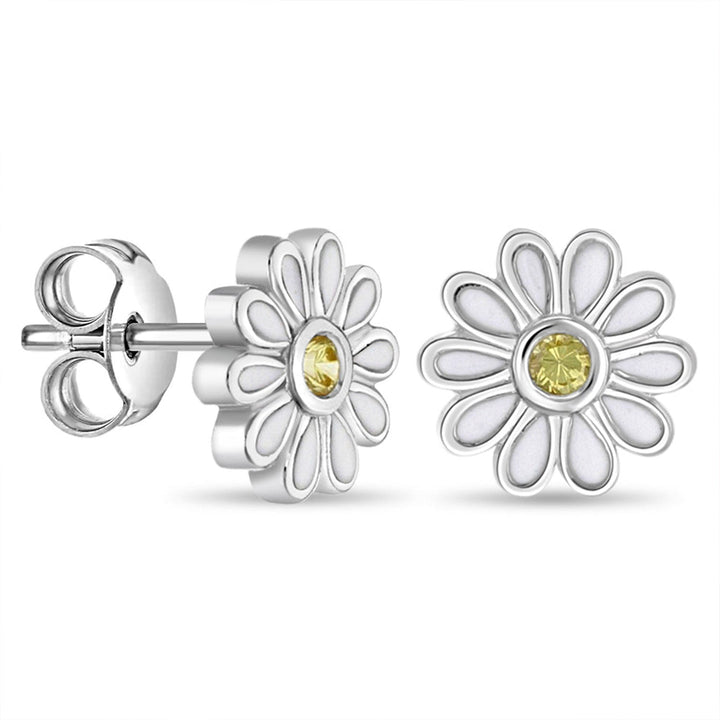925 Sterling Silver Kids Daisy Earrings