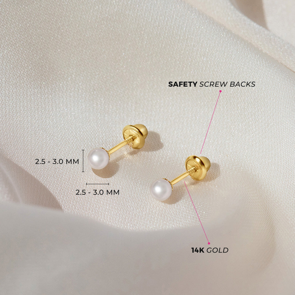 925 Sterling Silver Pearl Children's Earrings