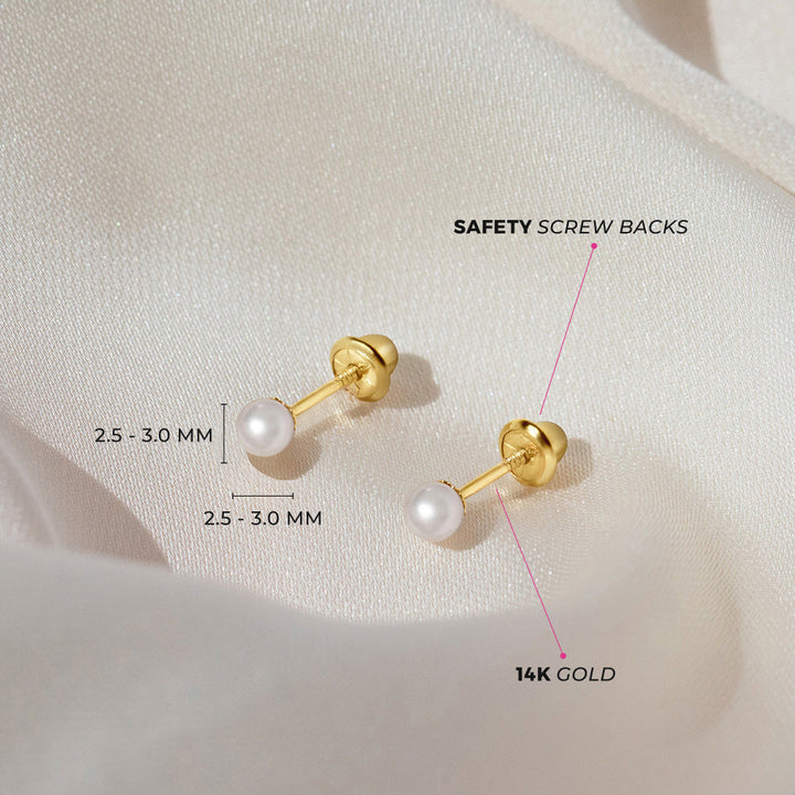 925 Sterling Silver Pearl Children's Earrings
