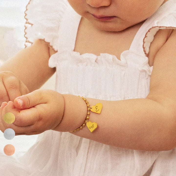 Personalized Letter Heart Charm Bracelet for Kids