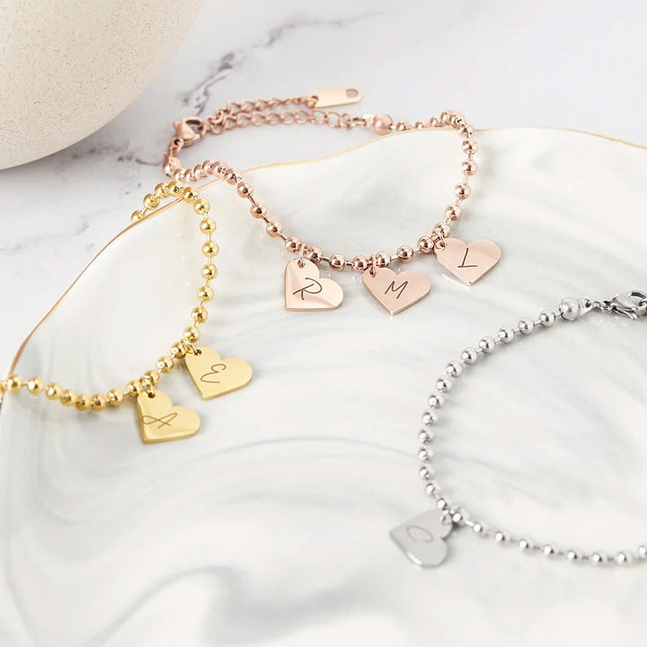 Personalized Letter Heart Charm Bracelet for Kids