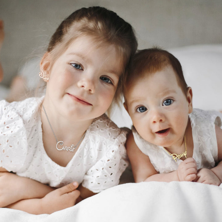 Sterling Silver Custom Princess Kids Name Earrings