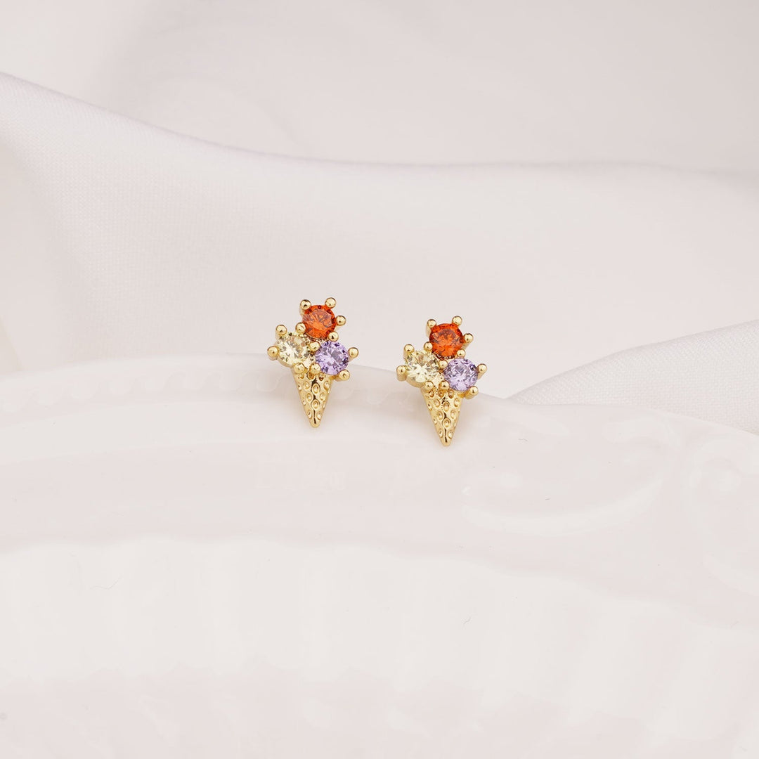 Sterling Silver Kids Crystal Ice Cream Earrings