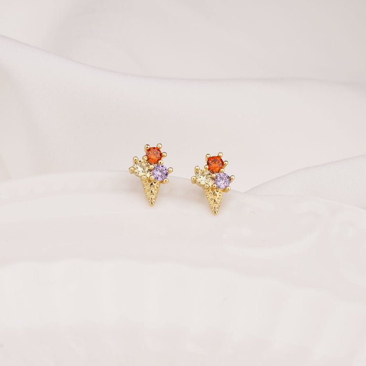 Sterling Silver Kids Crystal Ice Cream Earrings