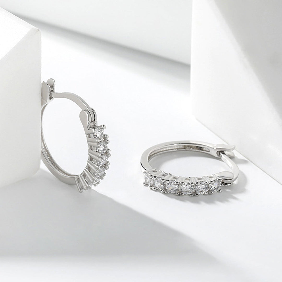 925 Sterling Silver Kids Rhinestone Hoop Earrings