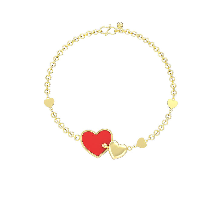 Gold Double Hearts Engraved Childrens Name Bracelet