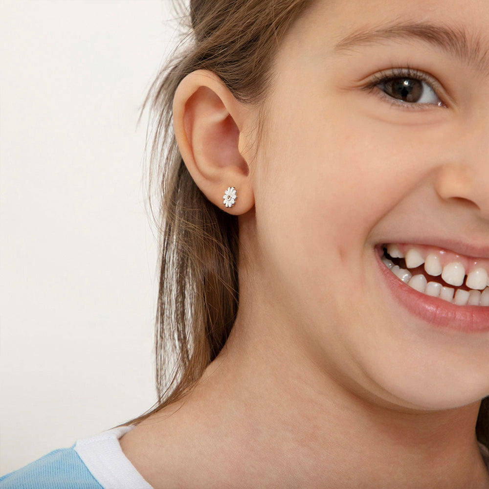 925 Sterling Silver Kids Daisy Earrings