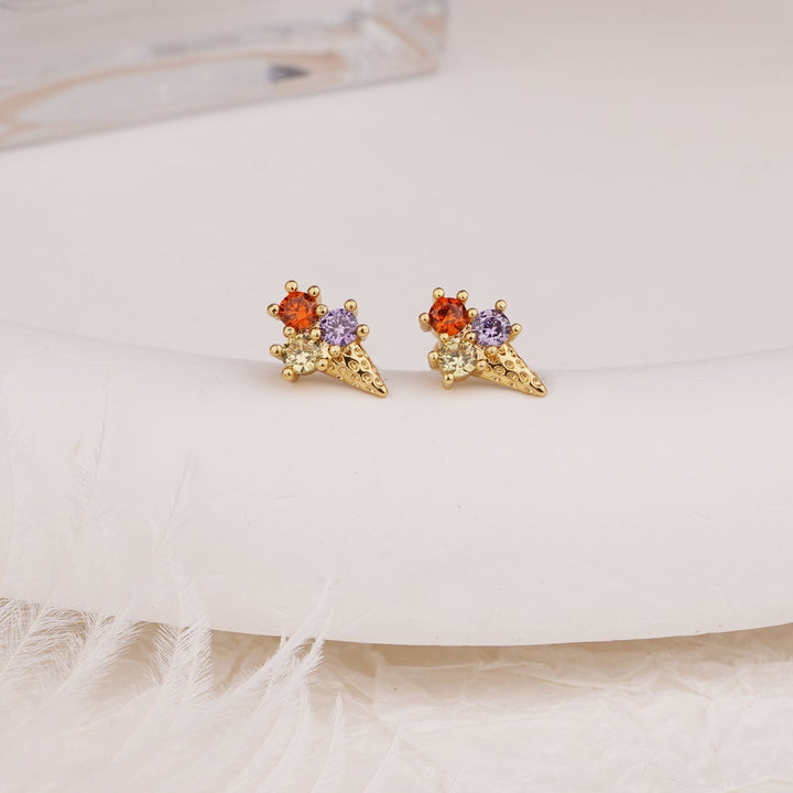 Sterling Silver Kids Crystal Ice Cream Earrings