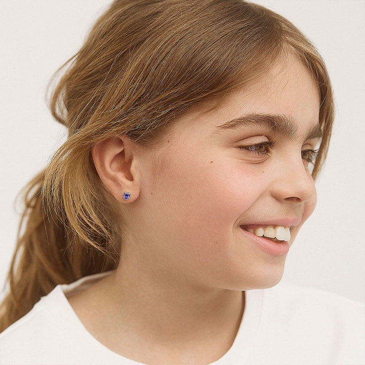 925 Kids Multi-Color Sparkling Heart Stud
