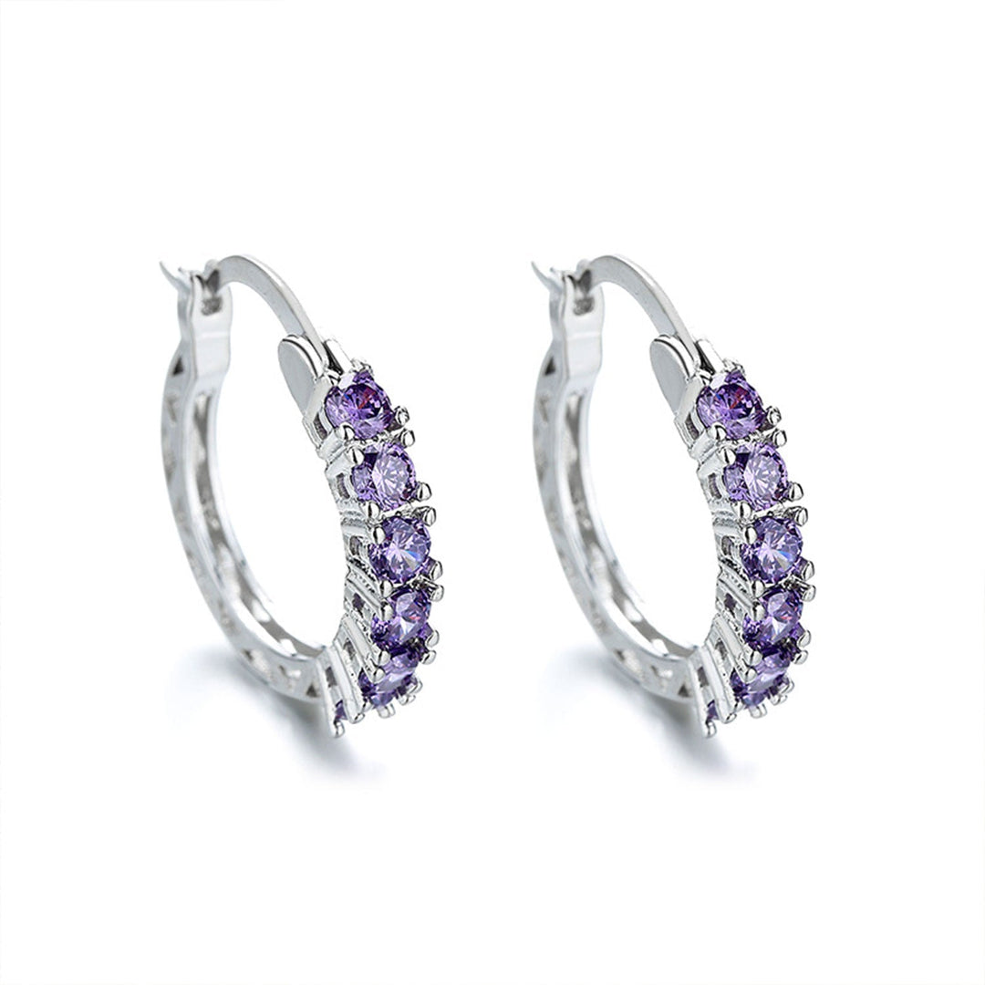 925 Sterling Silver Kids Rhinestone Hoop Earrings