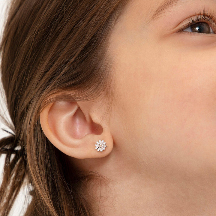 925 Sterling Silver Kids Daisy Earrings