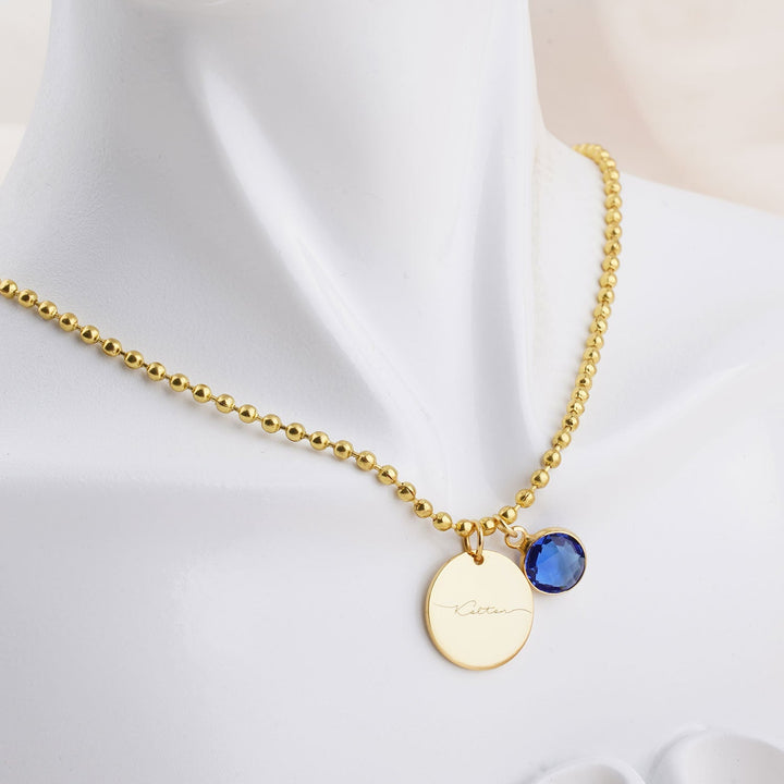 Custom Kids Name and Birthstone Charm Necklace