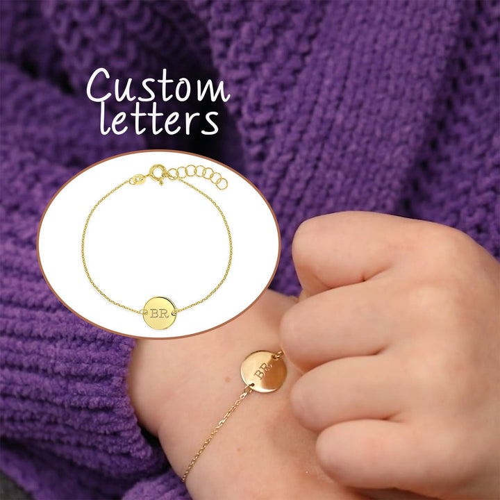 Kids Disc Engraved Letter Bracelet