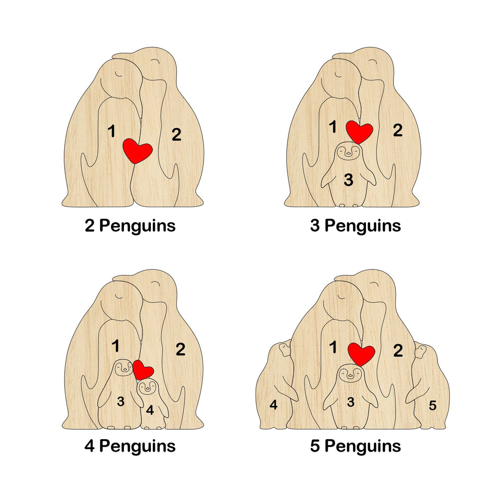 Personalized Family Name Puzzle Decor - Penguins