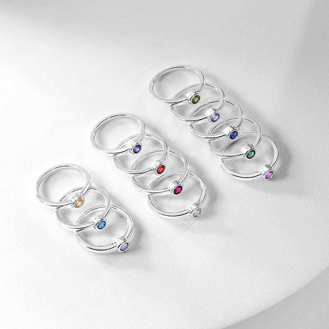 925 Sterling Silver Kids Birthstone Rings