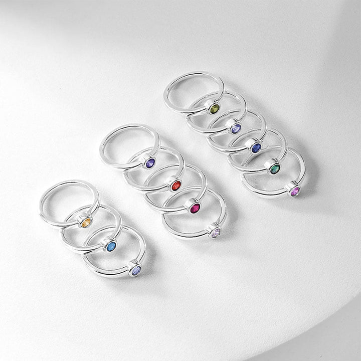 925 Sterling Silver Kids Birthstone Rings