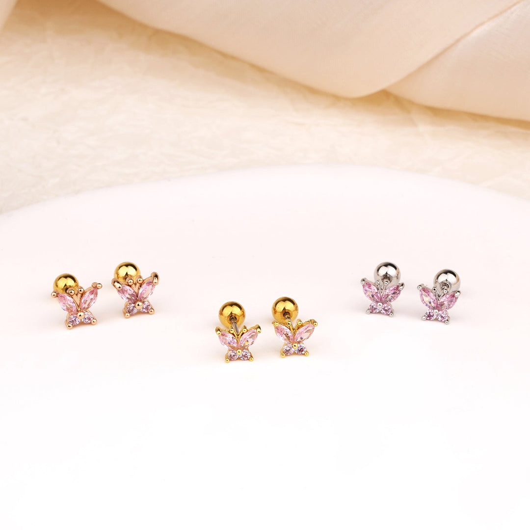 Sterling Silver Kids Crystal Butterfly Earrings