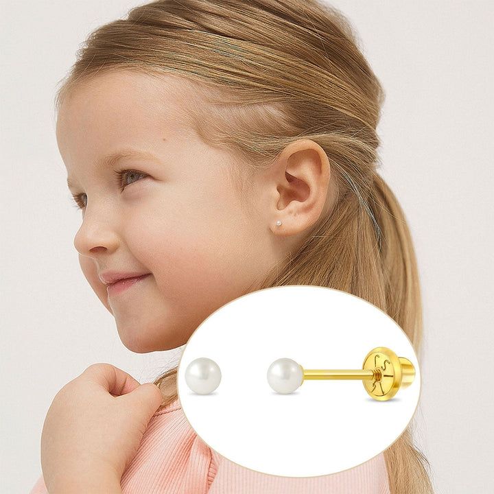 925 Sterling Silver Pearl Children's Earrings