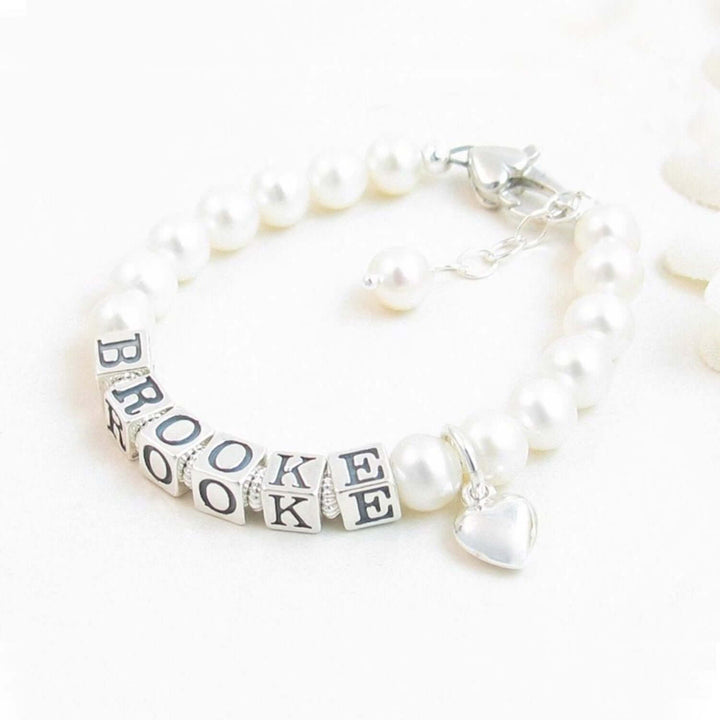 Personalized Pearl Baby and Girl‘s Name Bracelet for First Communion Gift