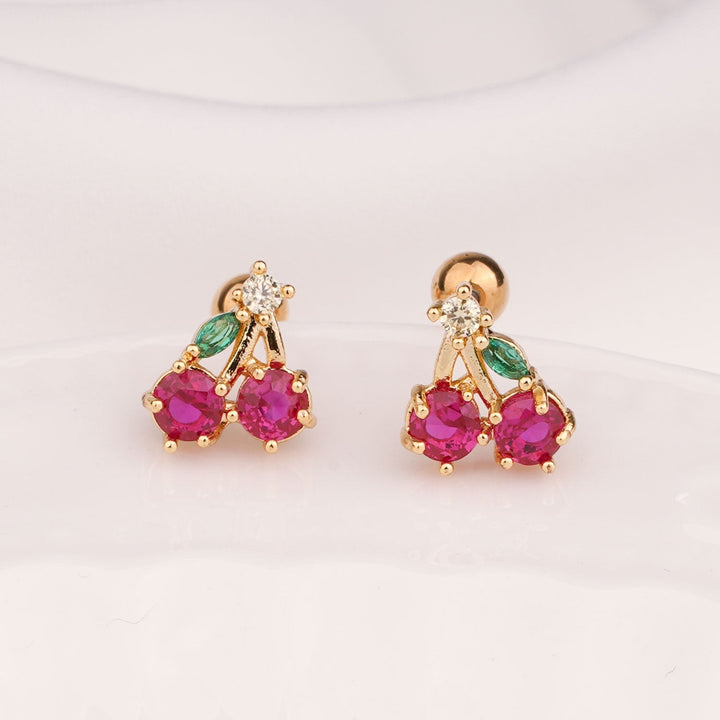 Sterling Silver Kids Crystal Cherry Earrings