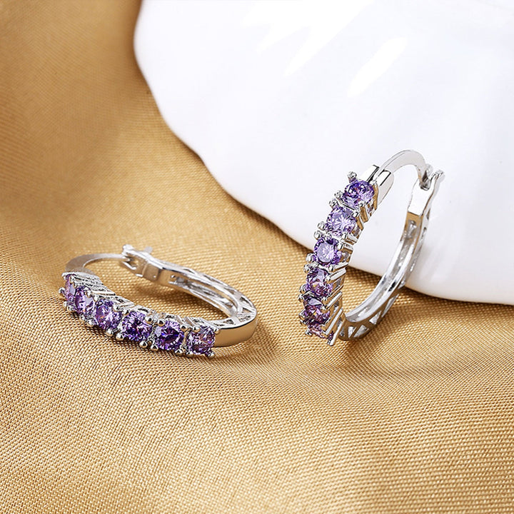 925 Sterling Silver Kids Rhinestone Hoop Earrings