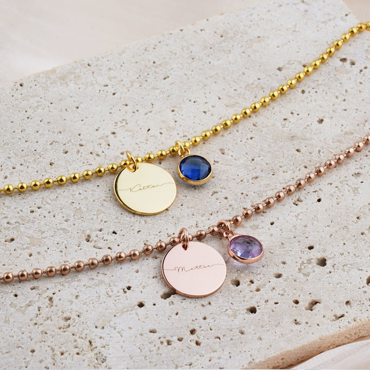 Custom Kids Name and Birthstone Charm Necklace