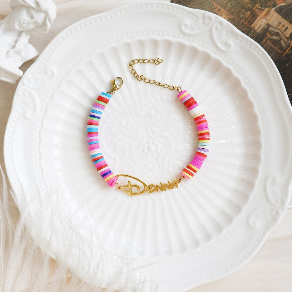Customized Kids Name Colored Clay Bracelet